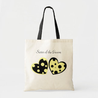 Pale Yellow And Black Hearts Bag