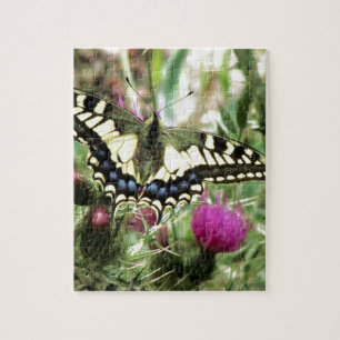 Pale Yellow and Blue Butterfly Jigsaw Puzzle