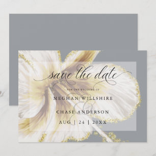 Pale Yellow and Ivory Tropical Flower Watercolor Save The Date