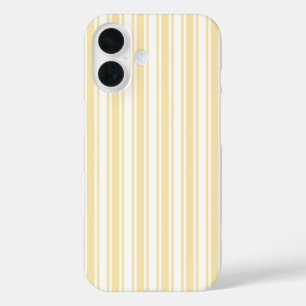 Pale yellow and white candy stripes iPhone 16 case