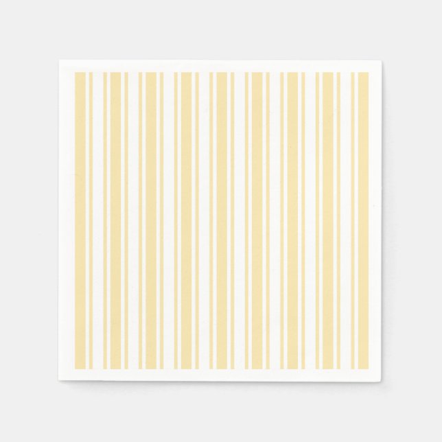Pale yellow and white candy stripes napkin (Front)