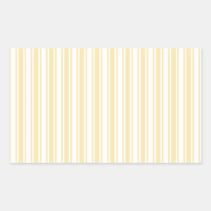 Pale yellow and white candy stripes rectangular sticker