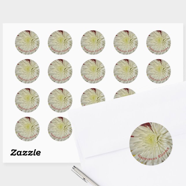 Pale Yellow and White Chrysanthemum Blossom Classic Round Sticker (Creator Uploaded)