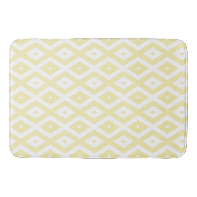 Pale yellow and white diamond pattern bath mat (Front)