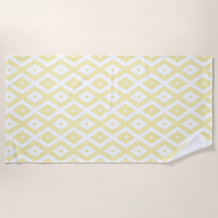 Pale yellow and white diamond pattern beach towel