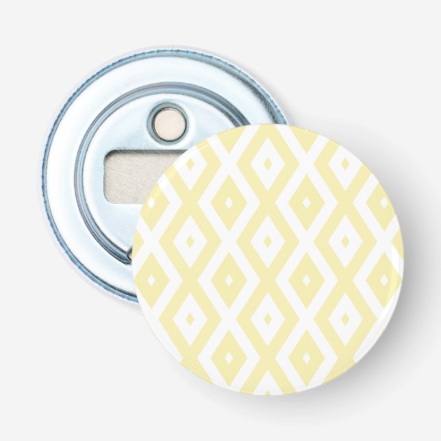 Pale yellow and white diamond pattern bottle opener (Front)