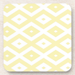 Pale yellow and white diamond pattern coaster