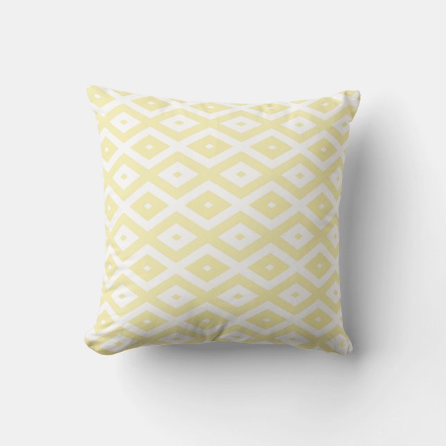 Pale yellow and white diamond pattern cushion (Front)