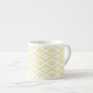 Pale yellow and white diamond pattern espresso cup