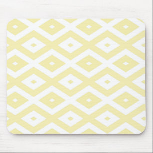 Pale yellow and white diamond pattern mouse pad