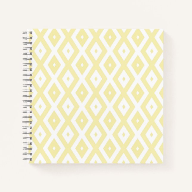 Pale yellow and white diamond pattern notebook (Front)
