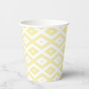 Pale yellow and white diamond pattern paper cups