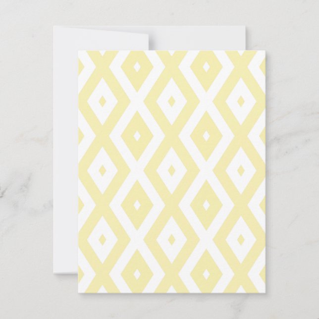 Pale yellow and white diamond pattern RSVP card (Front)