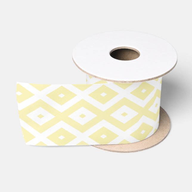 Pale yellow and white diamond pattern satin ribbon (Spool)