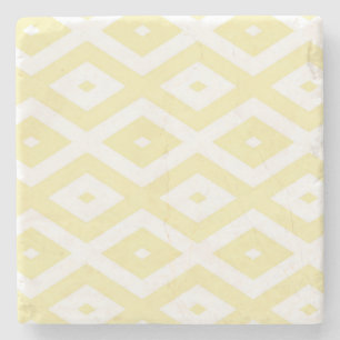 Pale yellow and white diamond pattern stone coaster