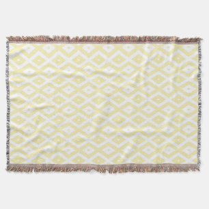 Pale yellow and white diamond pattern throw blanket