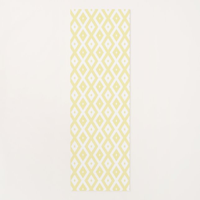 Pale yellow and white diamond pattern yoga mat (Front)