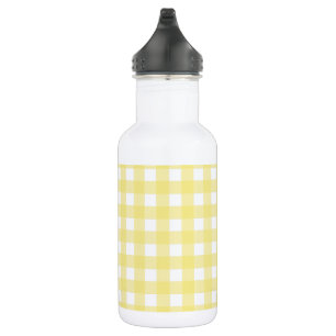 Pale yellow and white gingham 532 ml water bottle