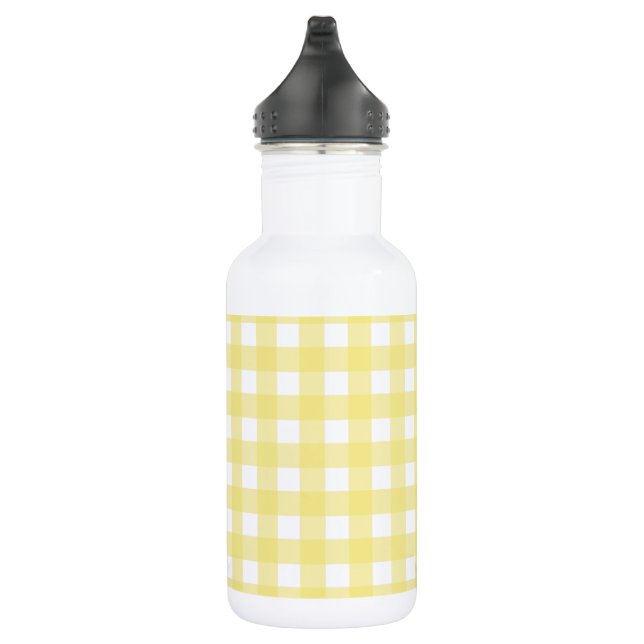Pale yellow and white gingham 532 ml water bottle (Right)