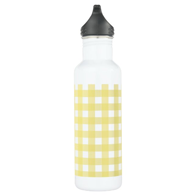 Pale yellow and white gingham 710 ml water bottle (Right)