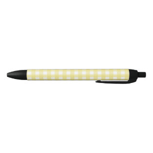Pale yellow and white gingham black ink pen
