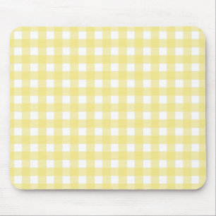 Pale yellow and white gingham mouse pad