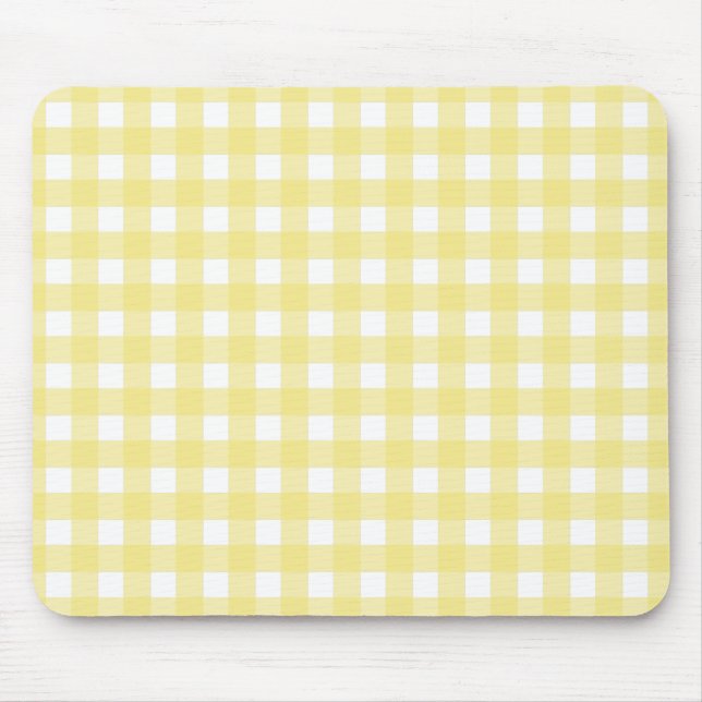 Pale yellow and white gingham mouse pad (Front)