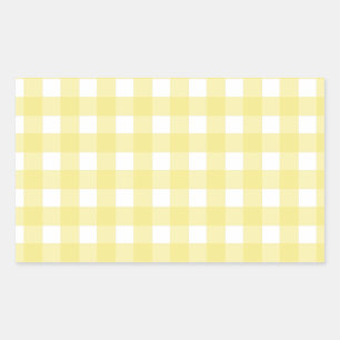 Pale yellow and white gingham rectangular sticker