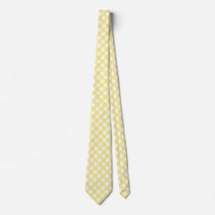 Pale yellow and white gingham tie