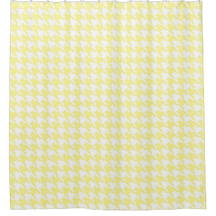 Pale Yellow and White Houndstooth Pattern Shower Curtain