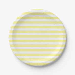 Pale Yellow and White Stripes Paper Plates