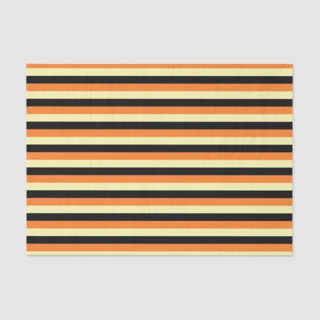Pale Yellow, Black and Orange Stripes Tissue Paper (Front)