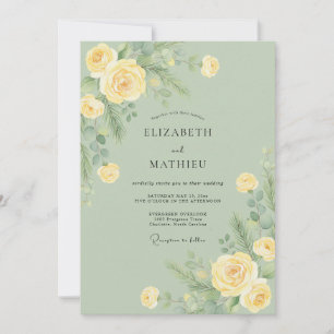 Pale Yellow Botanical Spring Wedding Invitation