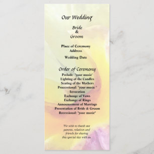 Pale Yellow Cattleya Orchids Wedding Program Programme