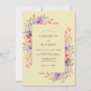 Pale Yellow Cheerful Watercolor Wedding Invitation