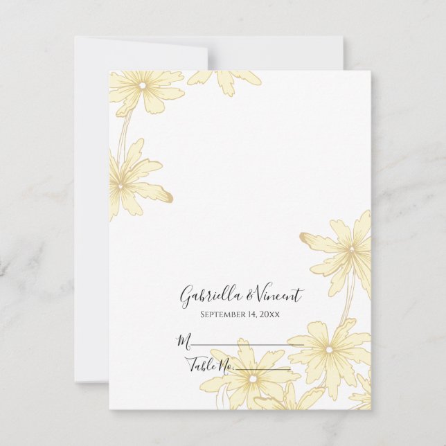 Pale Yellow Daisies Wedding Reception Place Card (Front)
