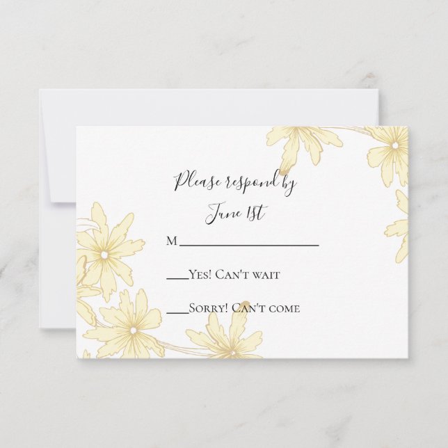 Pale Yellow Daisies Wedding RSVP Card (Front)