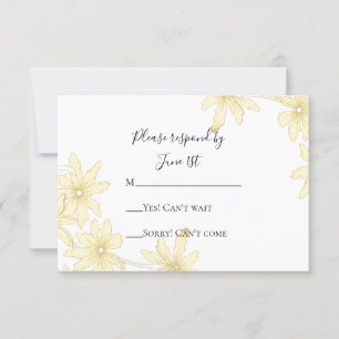 Pale Yellow Daisies Wedding RSVP Card