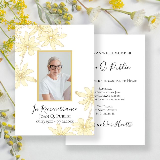 Pale Yellow Daisy Flowers Death Anniversary Invitation (Creator Uploaded)