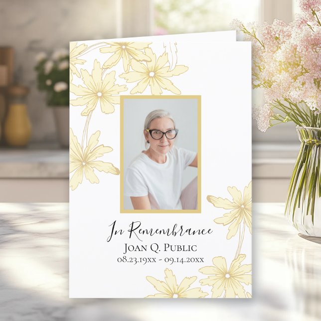 Pale Yellow Daisy Flowers Funeral Service Folded Programme (Creator Uploaded)