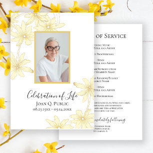 Pale Yellow Daisy Flowers Funeral Service Programme