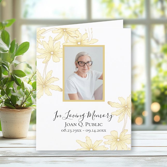 Pale Yellow Daisy Flowers Funeral Sympathy Thank You Card (Creator Uploaded)