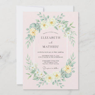 Pale Yellow Floral Garland Wedding Invitation
