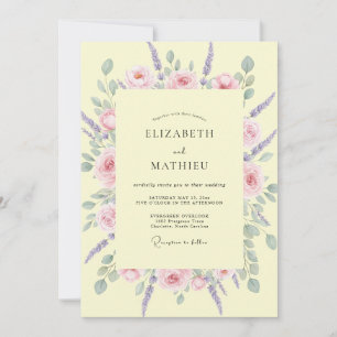 Pale Yellow Floral Spring Wedding Invitation