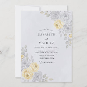 Pale Yellow Gentle Botanical Wedding Invitation