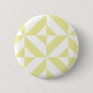 Pale Yellow Geometric Deco Cube Pattern 6 Cm Round Badge