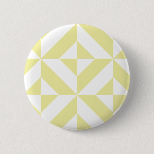 Pale Yellow Geometric Deco Cube Pattern 6 Cm Round Badge (Front)