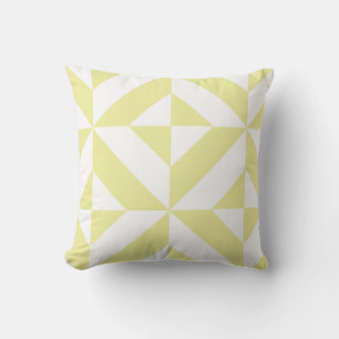 Pale Yellow Geometric Deco Cube Pattern Cushion
