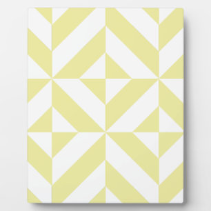 Pale Yellow Geometric Deco Cube Pattern Plaque