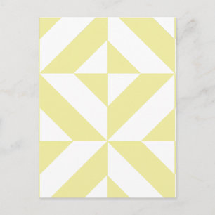 Pale Yellow Geometric Deco Cube Pattern Postcard